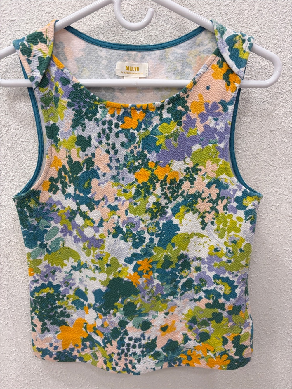 Maeve Floral Textured Tank Top in Teal, Green, Lavender & Yellow